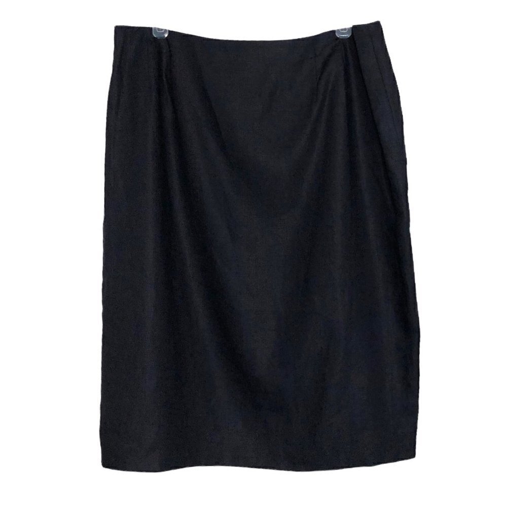 𝅺new - VALERIE STEVENS 100% Linen Black (Bluish-Black) Pencil Skirt - Size 16